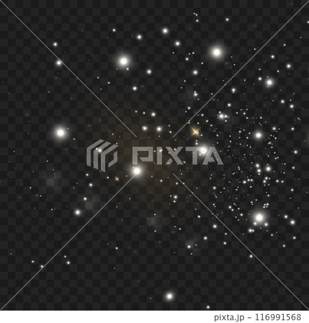 White sparkles and star clusters on a dark, transparent background. Vector White sparkles and star clusters on a dark, transparent background. Vector 116991568