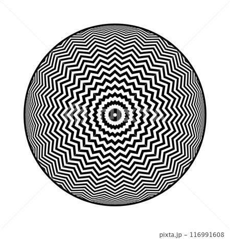 Abstract Radial Circular Zig Zag Lines Pattern with 3D Illusion Effect. Abstract Radial Circular Zig Zag Lines Pattern with 3D Illusion Effect. 116991608