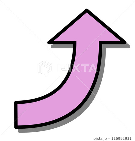 カーブする矢印1(ピンク)(線画・影あり) カーブする矢印1(ピンク)(線画・影あり) 116991931