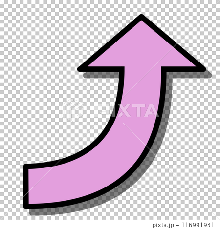 カーブする矢印1(ピンク)(線画・影あり) カーブする矢印1(ピンク)(線画・影あり) 116991931