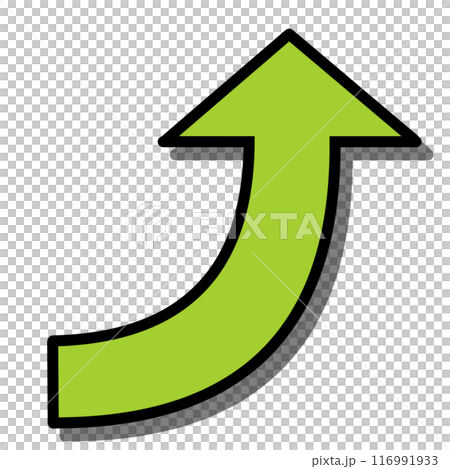 Curved arrow 1 (yellow-green) (line drawing, with shadow) Curved arrow 1 (yellow-green) (line drawing, with shadow) 116991933