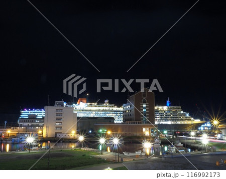 静岡県　ハーバーライトとクイーンエリザベス　4月 116992173