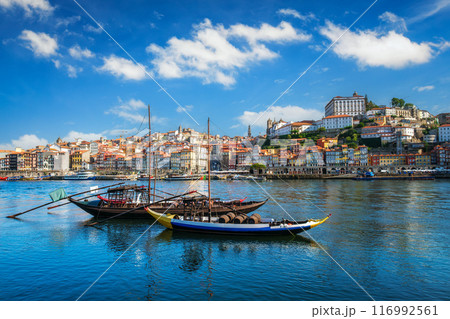 View of Porto city over Douro river. Porto, Vila Nova de Gaia, Portugal 116992561
