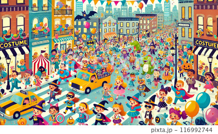 ハロウィンの仮装で賑わう街 ハロウィンの仮装で賑わう街 116992744