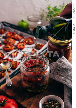 Tomato Preserves with Thyme in Olive Oil 116992753