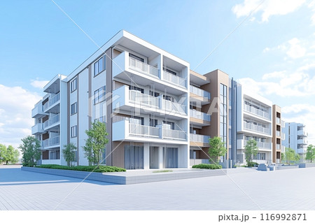 新しいマンション・集合住宅のイメージ「AI生成画像」 116992871