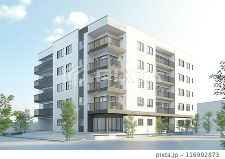 新しいマンション・集合住宅のイメージ「AI生成画像」 116992873