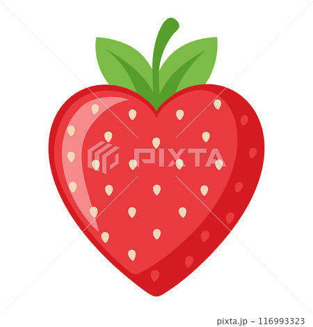 strawberry colorful fruit. heart shaped strawberry Modern abstract flat style.  116993323
