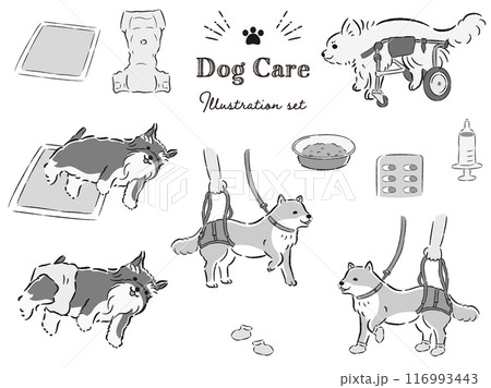 犬の介護関連のイラストセット 116993443