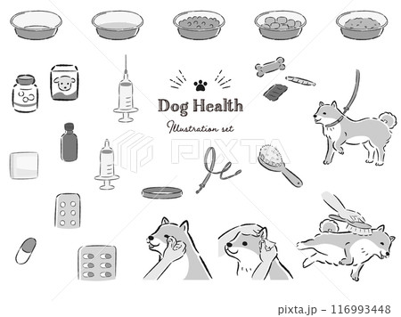 犬の健康関連のイラストセット 犬の健康関連のイラストセット 116993448