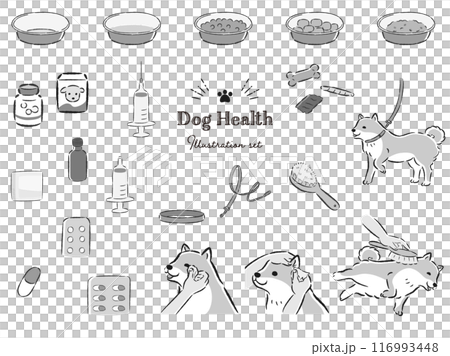 犬の健康関連のイラストセット 犬の健康関連のイラストセット 116993448
