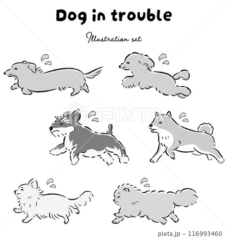 困った表情の犬のイラストセット 116993460