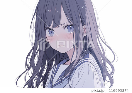 恥ずかしい表情をしている女子高生（AI生成画像） 116993874