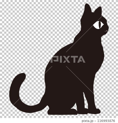 お座りする黒猫の全身イラスト 116993876