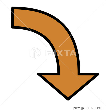 カーブする矢印2(オレンジ)(線画あり) カーブする矢印2(オレンジ)(線画あり) 116993915