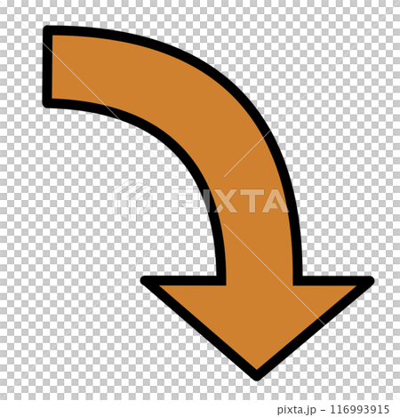 カーブする矢印2(オレンジ)(線画あり) カーブする矢印2(オレンジ)(線画あり) 116993915