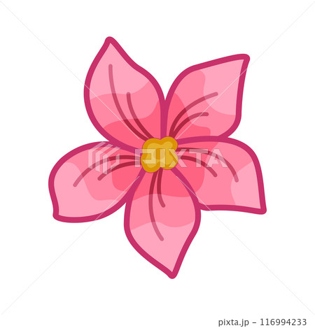 Hibiscus flower cartoon icon. Vector illustration of a tropical blossom plant on a white background. 116994233