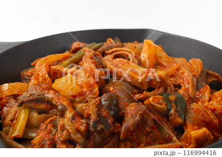 Stir-fried pork stomach seasoning on white background Stir-fried pork stomach seasoning on white background 116994416
