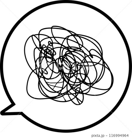 悩みマーク　もやもや　ぐるぐる 吹き出し	 116994964