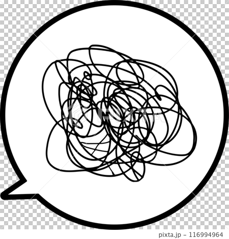 悩みマーク　もやもや　ぐるぐる 吹き出し	 116994964