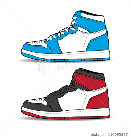 Sneakers shoe set collection with differentのイラスト素材
