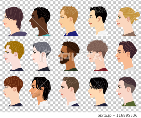 様々な人種の男性たちの横顔 116995536