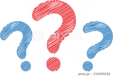 はてなマーク　疑問　？　アイコン　Question 　手描きセット	 116995656