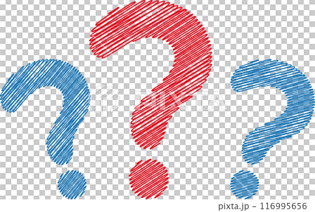 はてなマーク　疑問　？　アイコン　Question 　手描きセット	 116995656