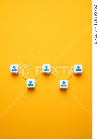 Relationships between businessmen or employees. Business relations. Cooperation and communication within the team. Coordination and partnership. Unity and coordination for better efficiency. 116995762