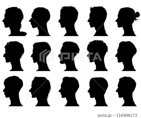 様々な男性の横顔のシルエット 116996272