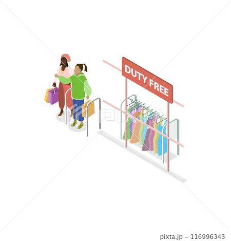 3D Isometric Flat Vector Set of Airport Scenes, Automated Border Control, Waiting Area, Duty Free Shopping. Item 2 116996343