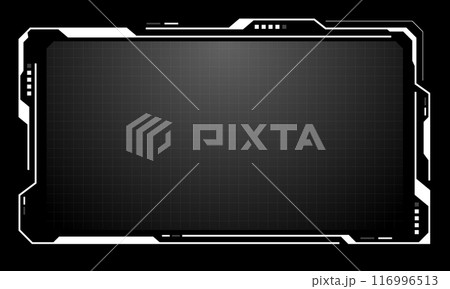 Hud frames white grey user interface elements design modern technology futuristic control panel screen digital hologram window gaming menu touching cyber monitor set on black background vector 116996513