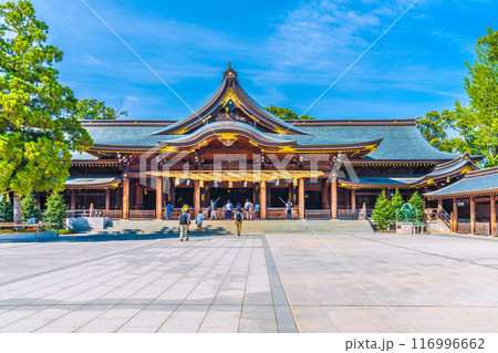 日本の寒川都市景観　相模國一之宮 寒川神社・御本殿などを望む＝令和6年7月21日 116996662