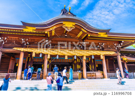 日本の寒川都市景観　相模國一之宮 寒川神社・御本殿などを望む＝令和6年7月21日 116996708