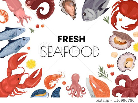 Composition background seafood. 116996780