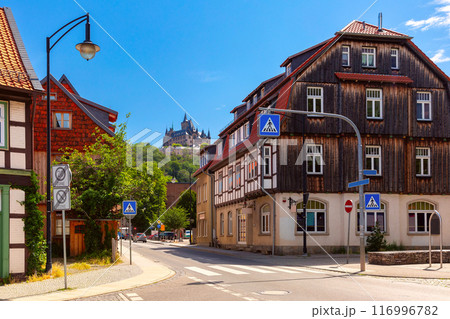Medieval street in Wernigerode, Germany 116996782
