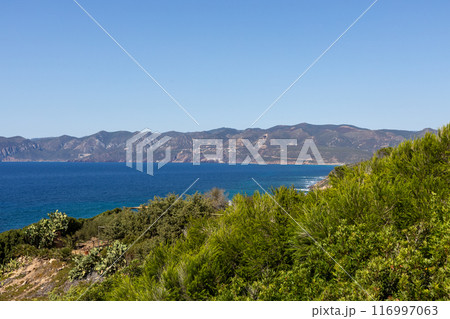 Sardinia Coastline with Blue Sea and Mountains Sardinia Coastline with Blue Sea and Mountains 116997063