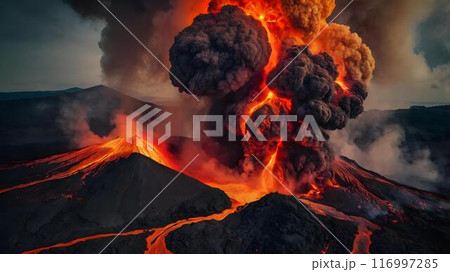 富士山の大噴火/イラスト	 116997285