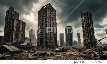 終末後の高層ビル群/イラスト 116997623