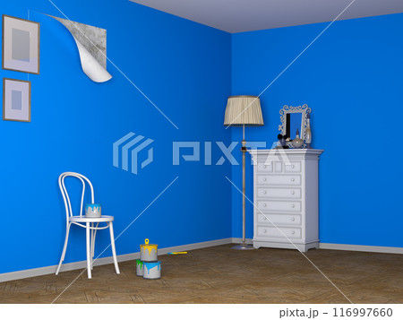 image captures a room with newly painted bright walls, 116997660