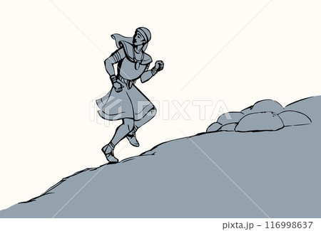Vector drawing. Egyptian runs looking back Vector drawing. Egyptian runs looking back 116998637