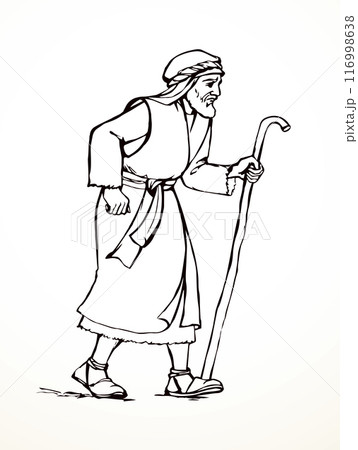 Vector drawing. Jewish man walk Vector drawing. Jewish man walk 116998638
