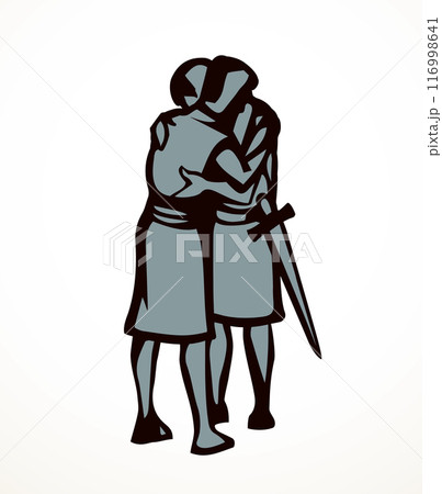 Vector drawing. People hug each other Vector drawing. People hug each other 116998641