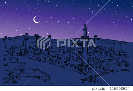 Vector drawing. Ancient eastern town Vector drawing. Ancient eastern town 116998694