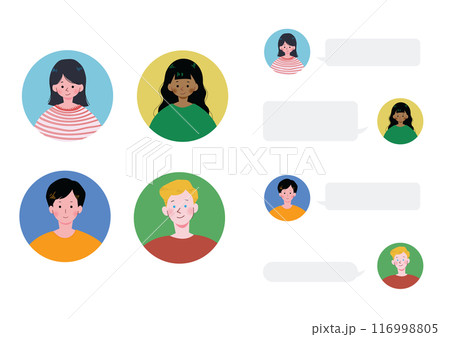 さなざまな国の若い男女の会話アイコン 116998805