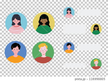 さなざまな国の若い男女の会話アイコン 116998805