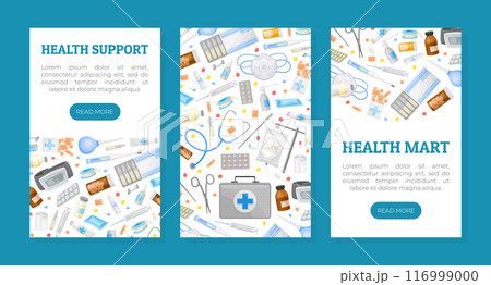 Medical Web Banner Design with Hospital Object Vector Template Medical Web Banner Design with Hospital Object Vector Template 116999000