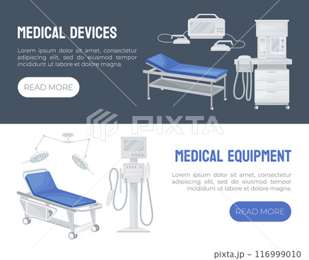 Medical Web Banner Design with Hospital Object Vector Template 116999010