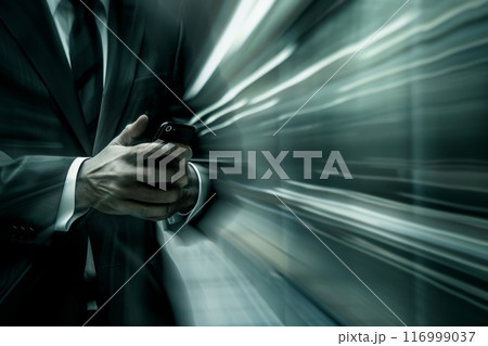 businessman holding smartphone and looking at the display 116999037