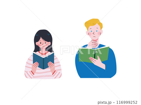 読書する日本人女性と欧米人男性 読書する日本人女性と欧米人男性 116999252